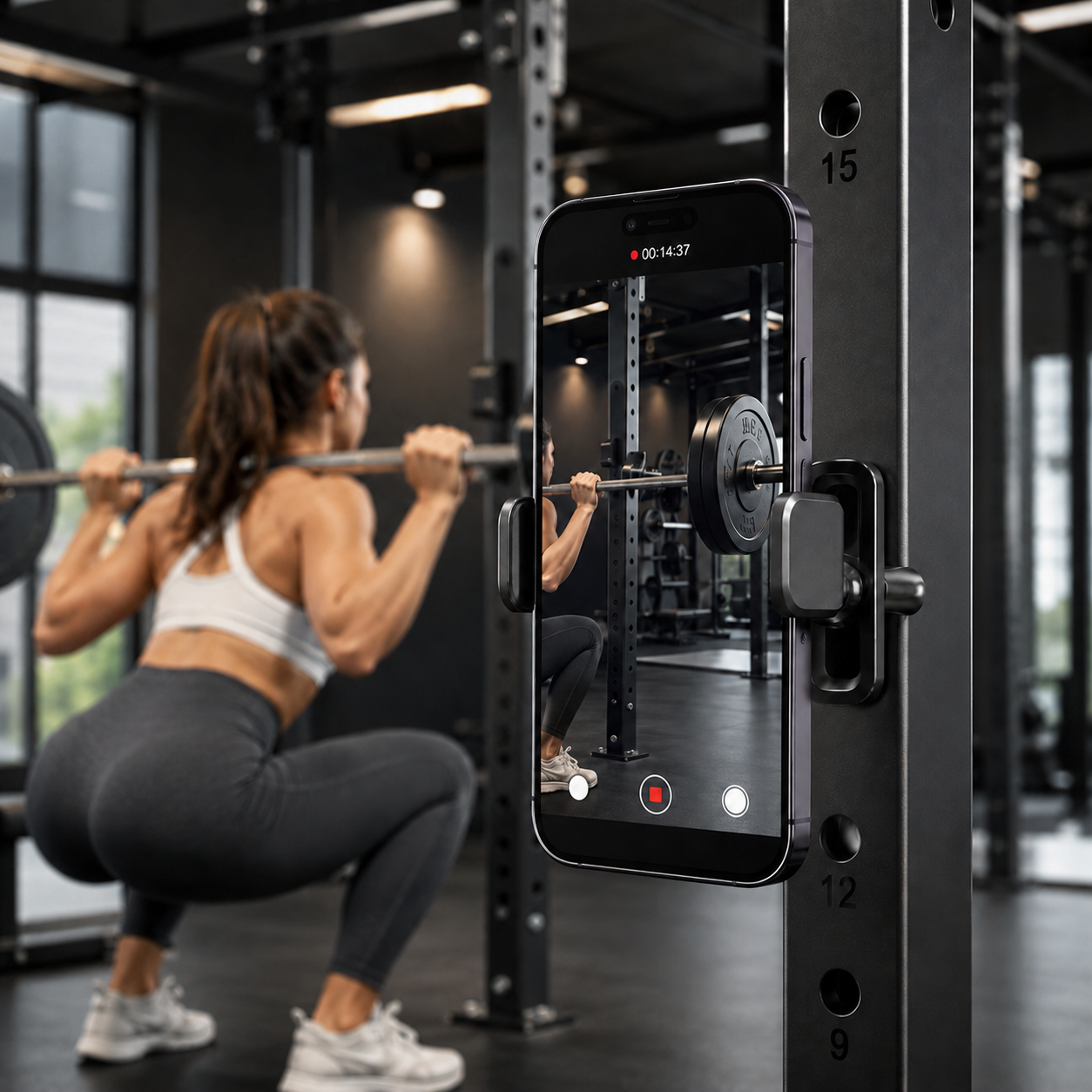 360° Magnetic Gym Phone Holder – Hands-Free Filming for Every Workout